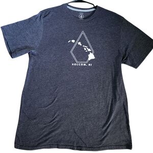 Volcom Heather Grey Short-Sleeve Crew Tee with Hawaiian Map Graphic